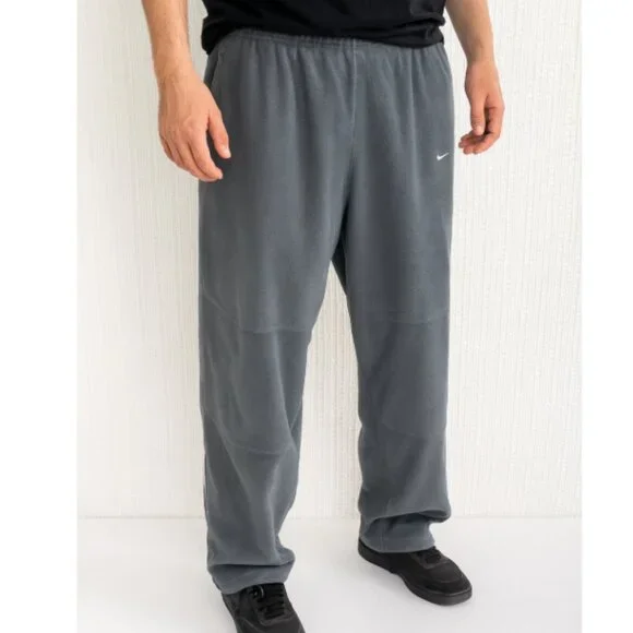 Vintage Nike Gray Fleece Sweatpants XXL Red Embroidered Logo Baggy Fit Retro - Picture 2 of 12